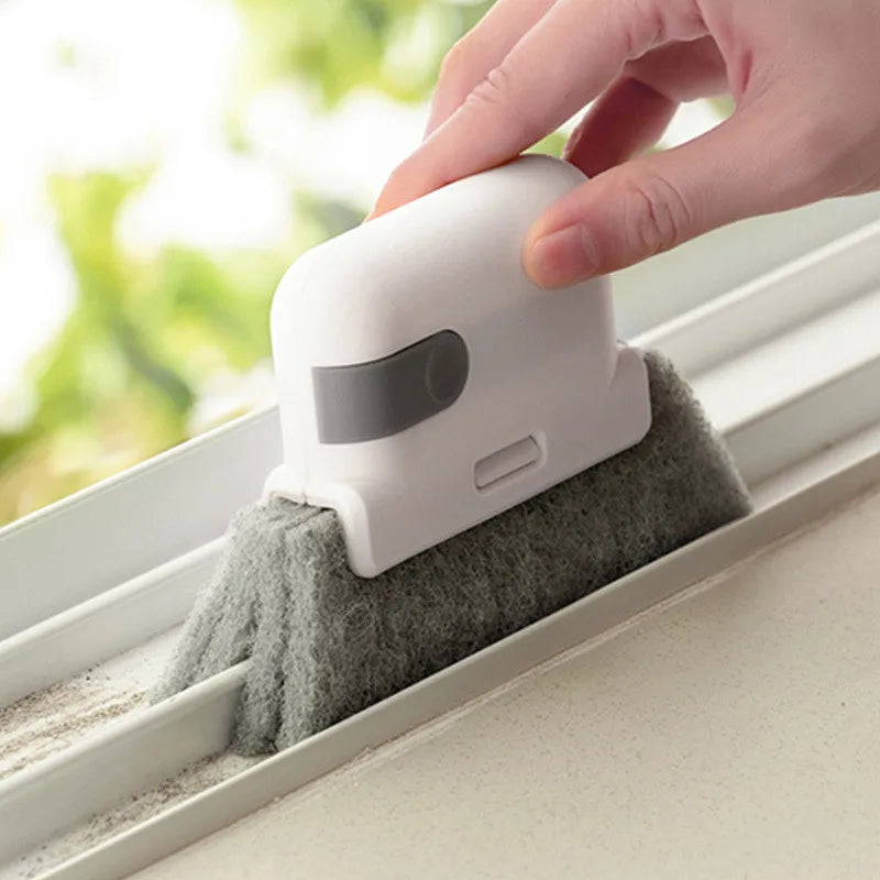 Window Groove Cleaning Brush and Cloth Set - Handheld Tool for Door Gaps, Keyboards, and Household Surfaces